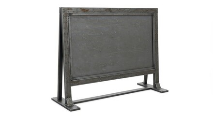 Obraz premium Industrial style display board features heavy metal framing against a clean white background