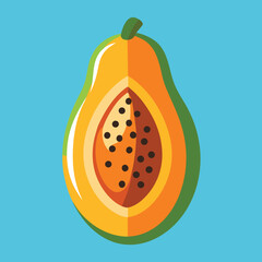 Flat style papaya fruit icon isolated on white background tropical food illustration