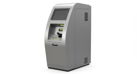 Modern automated teller machine unit rendered in three quarter view