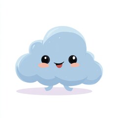 Obraz premium A cute cartoon cloud with a happy face. Its smiling, and seems friendly. it has a blush on its cheek 