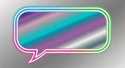 Fototapeta premium Stunning neon speech bubble with vibrant gradient fills any modern design with a pop of color and retro vibes for web or print projects now 