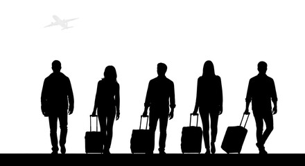 Travel Silhouette Design – Black and White Minimal Art