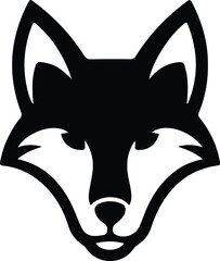 Silhouette fox head minimalistic logo style design template Vector illustration