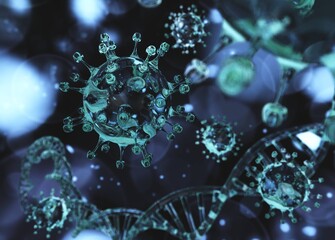 virus close-up, bacteria, 3d rendering