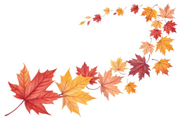 Obraz premium Vibrant colorful red orange and yellow autumn leaves are falling and scattered, forming a beautiful seasonal display.