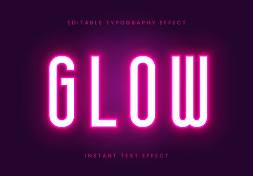 Pink Realistic Neon Text Effect Fluorescent Light Font