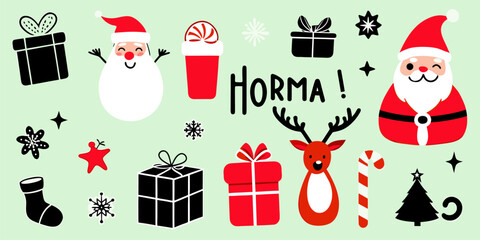 Festive Christmas Icon Set: Santa, Reindeer, Presents, and More