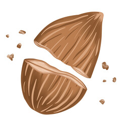 Cracked almond illustration with sparkle