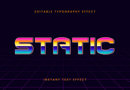 Colorful 80s Television Chrome Text Effect Retro Metallic Font