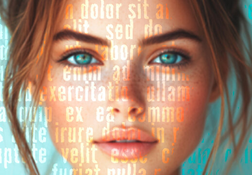 Blue Text Portrait Photo Effect