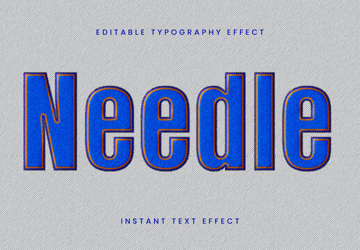 Blue And Orange Stitching Embroidery Text Effect Fabric Font
