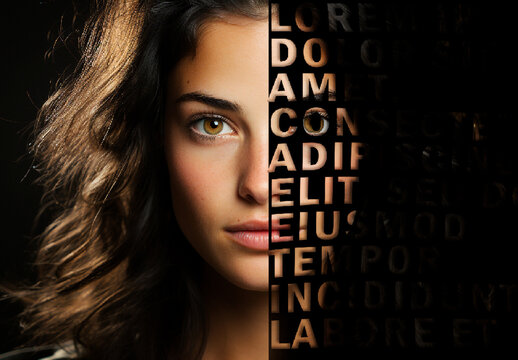 Black And Beige Text Portrait Photo Effect