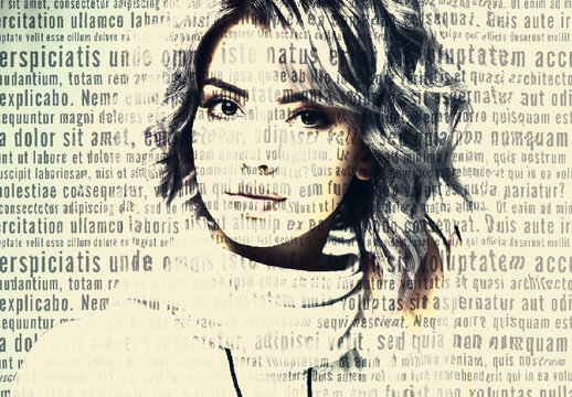 Beige And Black Text Portrait Photo Effect
