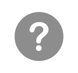 white question mark icon on grey circle on transparent background