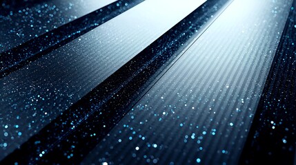 Abstract Technology Background with Dynamic Blue Particles and Moving Data Lines.