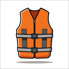 Life Jacket outline color icon, mini illustration for ocean, marine, sea and nautical UI, UX kit, app and web development, digital or print.
