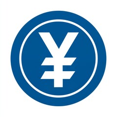 Obraz premium A vibrant Yen symbol prominently displayed on a round blue background. A symbol of finance and money. Representing currency.