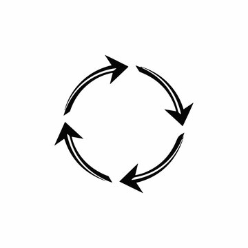 Circular arrows shown in graphic, circular arrows indicate process of repetition, loop. Conceptual circular arrows illustrate flow direction for diagram, cycle, sign. Simple,