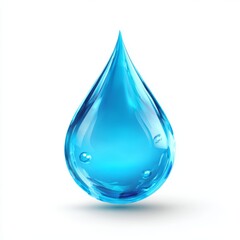 A clear, blue water drop with bubbles, illustrating purity and freshness. The drop is transparent and reflects light, highlighting its clean, liquid nature