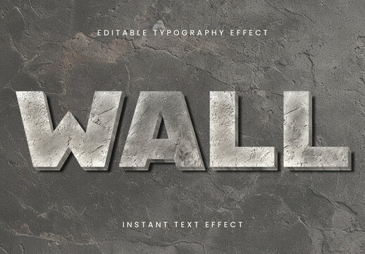Gray And White 3D Wall Concrete Text Effect Beveled Bold Cement Font