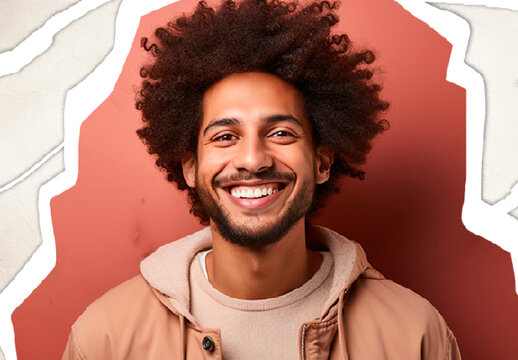 White And Red Cut Out Portrait Photo Effect