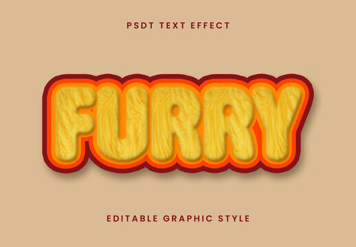 Yellow And Orange Retro Furry Text Effect Cartoon Funny Outline Font