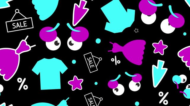 4K Colorful Animated Shopping Icons Background | Vibrant E Commerce Motion Backdrop in 4K | Dynamic Retail Icon Animation | Bright Online Shopping Pattern Background | Modern 4K Colorful Store Theme