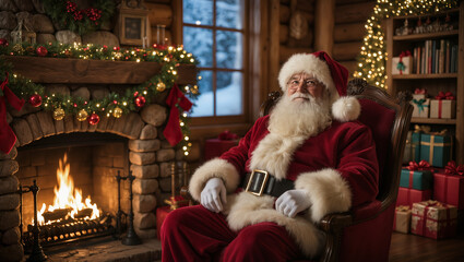 Obraz premium santa claus with christmas gift