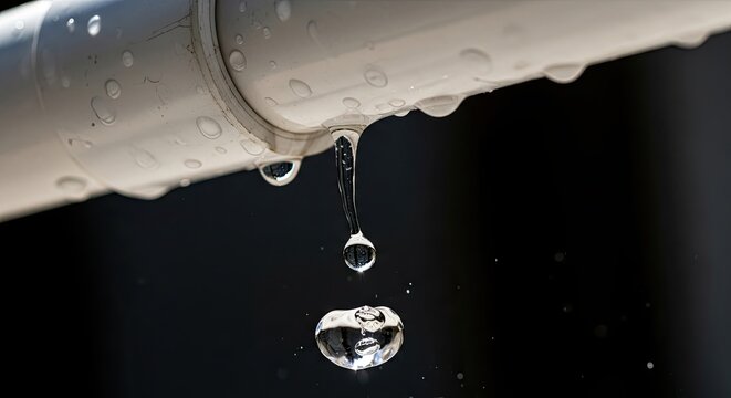 Leaking Pipe Dripping Water Drops Outdoors Close Up