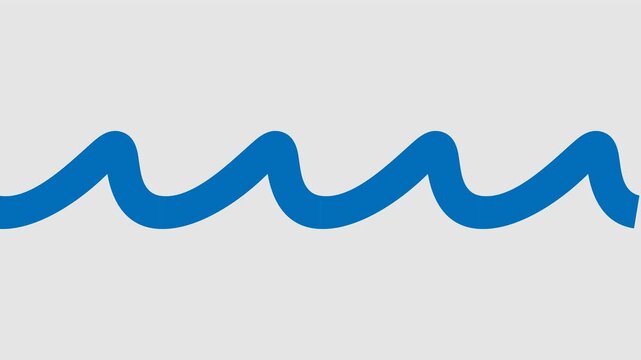Continuous minimal ocean, sea wave ornament graphic animation. Alpha channel. Line art waves. Transparent background motion design. 4K resolution