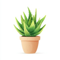 A vibrant aloe vera plant in a terracotta pot