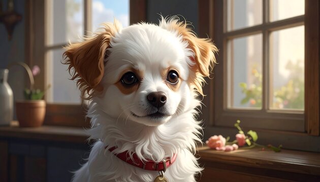Adorable Puppy by the Window.