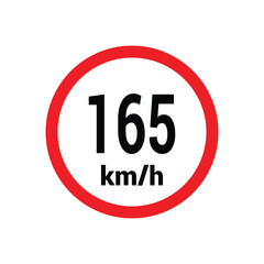 Speed limit sign 165 km h icon vector design illustration