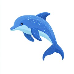 An animated blue dolphin jumping
