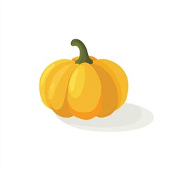 A Vibrant pumpkin with green stem casting a shadow