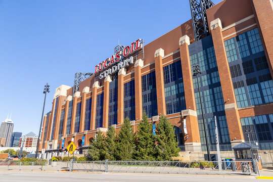 Indianapolis, IN, USA - October 20, 2025: Lucas Oil Stadium is home to the NFL&rsquo;s Indianapolis Colts football team, as well as hosting other events.
