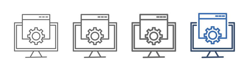 Obraz premium outline icon sheet software development with computer and software design