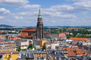 Explore stunning Swidnica cityscape with cathedral