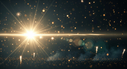 Radiant Fireworks and Sparkles Against Dark Night Sky
