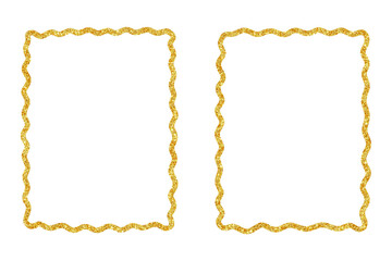 Gold Glitter Rectangular Frames with Wavy Borders – Vector Illustration