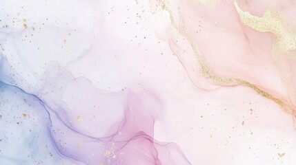Fototapeta premium Dreamy pastel watercolor background with shimmering gold accents creates an ethereal, sophisticated backdrop for elegant designs and luxurious branding.