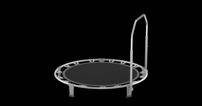 Fitness trampoline with handle rotation animation, seamlessly loopable. 3D rendering isolated on transparent background