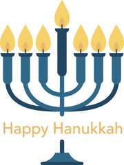 This Hanukkah vector features a beautiful menorah, dreidel, and Jewish holiday elements perfect for festive cards, decorations, and print designs.