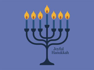This Hanukkah vector features a beautiful menorah, dreidel, and Jewish holiday elements perfect for festive cards, decorations, and print designs.