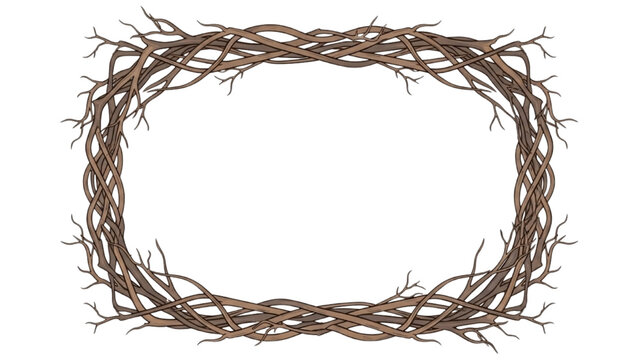 Intricate Frame Made of Woven Dry Twigs with Organic Aesthetic