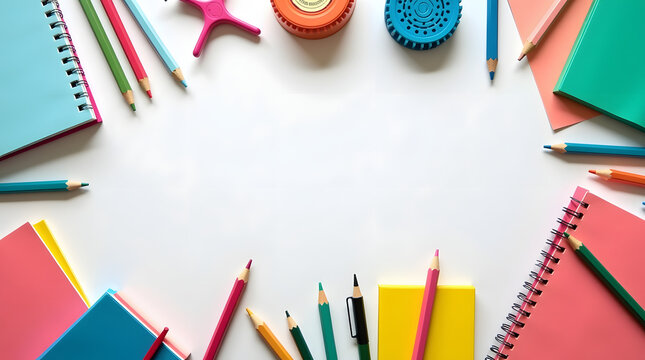 Back to school essentials frame with blank space for text