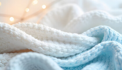 Soft knitted blanket with cozy lights, perfect for comfort and warmth