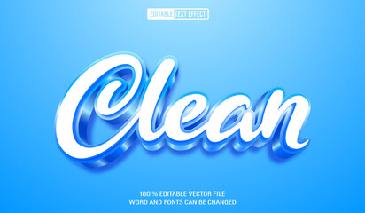 Editable 3d text style effect - Blue Clean text effect Template