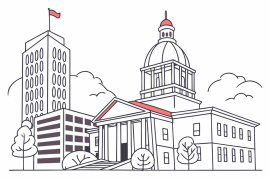 Minimal vector of Tallahassee Capitol skyline minimal tone
