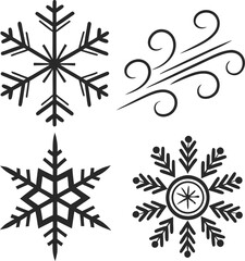 A vector set of blue snowflakes for winter Christmas holiday decoration
